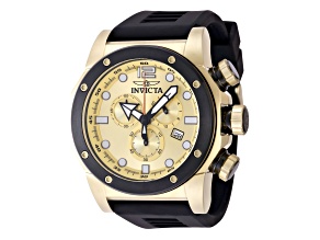 Invicta Sea Hunter 52mm Yellow Dial Silicone Band Quartz Watch