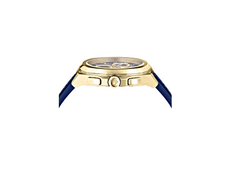 Versace Geo Chrono Watch 43MM Yellow Case Blue Sunray Dial