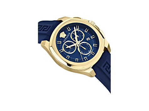 Versace Geo Chrono Watch 43MM Yellow Case Blue Sunray Dial