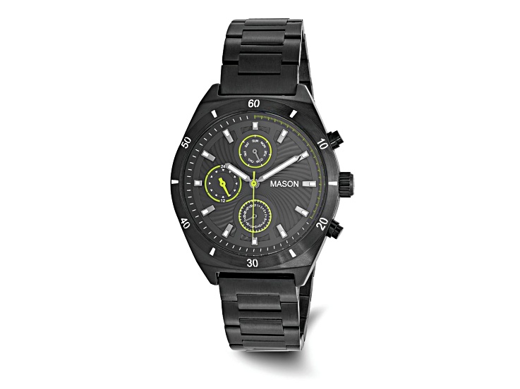 Mason Stainless Steel Black IP Chronograph Green Trim Watch