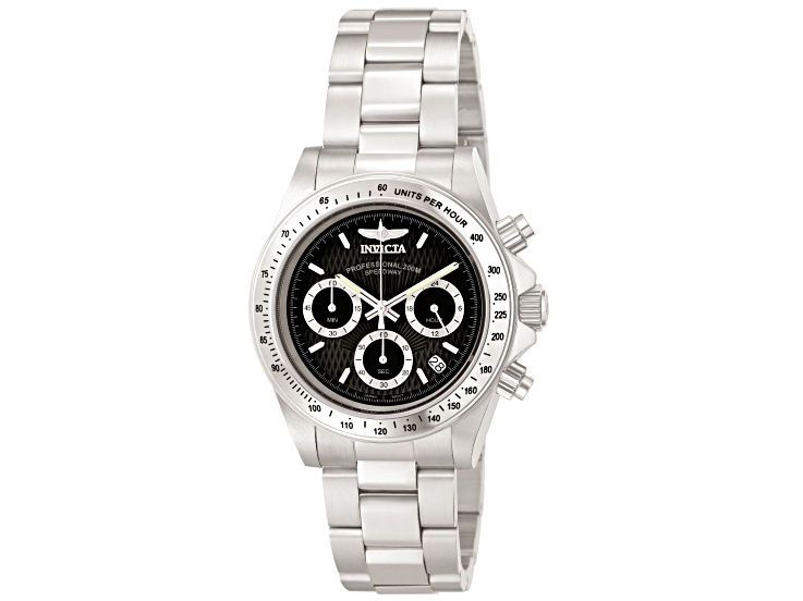 Invicta Speedway 39.5mm Black Dial Stainless Steel Band Quartz Watch