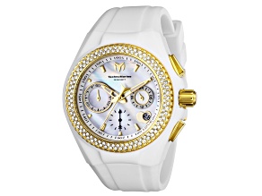 Technomarine Cruise 40mm White Dial Yellow Bezel White Silicone Strap Chronograph Quartz Watch