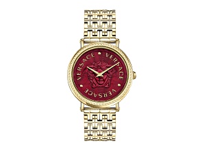 V-Dollar Watch 37MM Yellow Case Red Guilloché Dial Yellow Bracelet