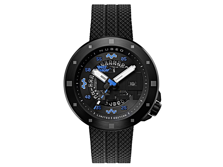Nubeo Cassini Automatic Space Invaders Blue Dial Black Stainless Steel Band Limited Edition Watch