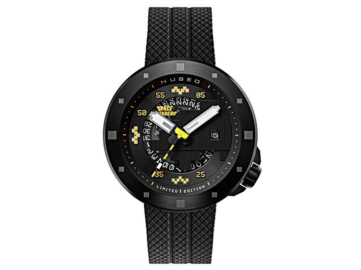 Nubeo Cassini Automatic Space Invaders Yellow Dial Black Stainless Steel Band Limited Edition Watch
