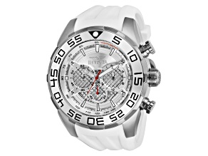 Invicta Speedway 50mm Silver Dial Silicone Band Quartz Watch