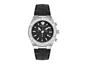 V-Sporty Greca Watch 46MM Stainless Steel Case Black Sunray Dial Calf Leather Strap