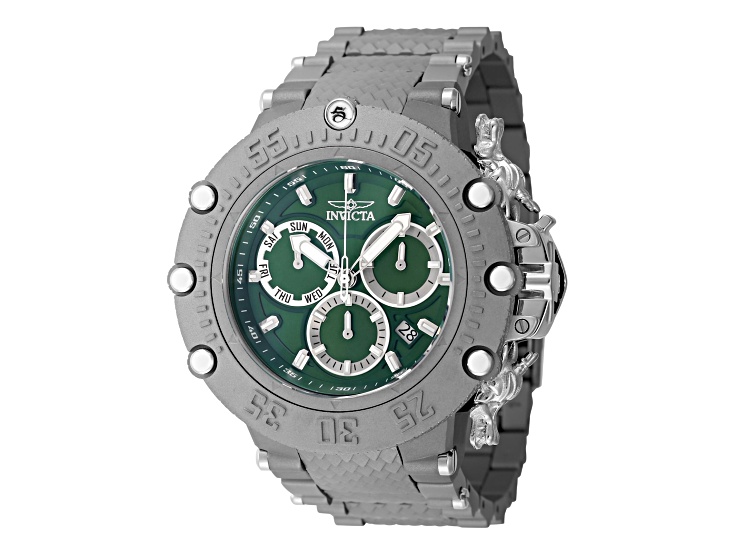Invicta Subaqua 52.00mm Titanium, Green Dial Stainless Steel Band Quartz Watch