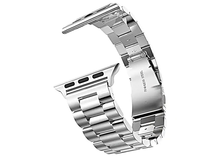 White Stainless Steel Link Apple Watch Band (42-44-45-49mm). Watch Not Included.