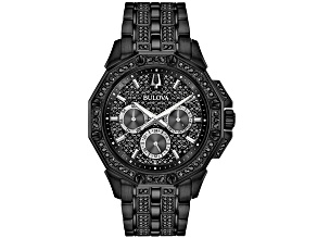 Bulova Men's Octava Black Dial, Black Stainless Steel Watch