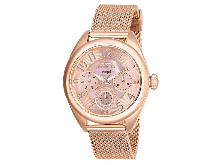 Invicta Women's Angel 35mm Rosetone Goldtone Dial Stainless Steel Bracelet Quartz Watch