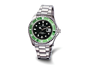 Charles Hubert Stainless Steel Black Dial Green Bezel Watch
