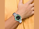 Charles Hubert Stainless Steel Black Dial Green Bezel Watch