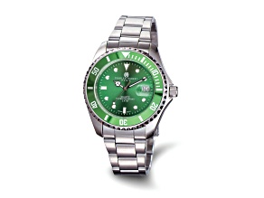 Charles Hubert Stainless Steel Green Dial/Bezel Watch