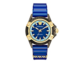 Icon Active Watch 42MM Transparent Black Polycarbonate Case Blue Matte Dial Silicone Strap