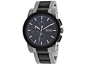 Hugo Boss Men's Classic Black and Gray Two-tone Stainless Steel Band Watch