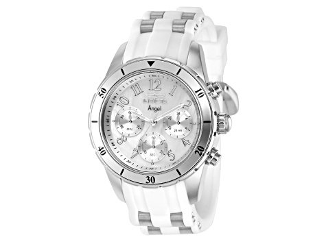 Invicta Angel 40mm White Dial Silicone Stainless Steel Band 