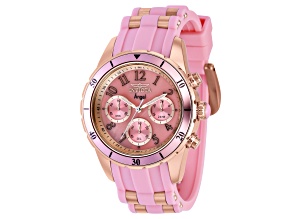 Invicta Angel 40mm Pink Dial Silicone Stainless Steel Band Quartz Watch