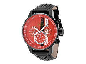Invicta Invicta Racing 48.0mm Red Dial Black Leather Strap Chronograph Quartz Watch
