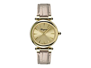 Idillio Womens Watch 36MM IP Yellow Case Gold Guilloché Dial Calf Leather Strap