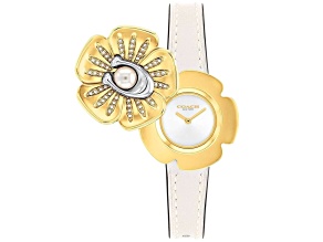 Coach Tea Rose 29mm White Leather Strap White Dial Quartz Watch