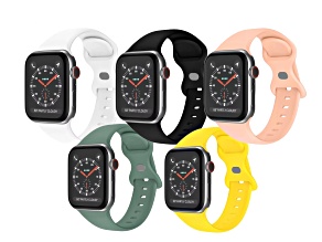 Set of 5 Silicone Rubber Apple Watch Bands (42-44-45mm). Bands Only, Watch Not Included.