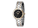 Invicta Wildflower 32mm Black Dial Yellow Bezel Two-tone Stainless Steel Quartz Watch Set