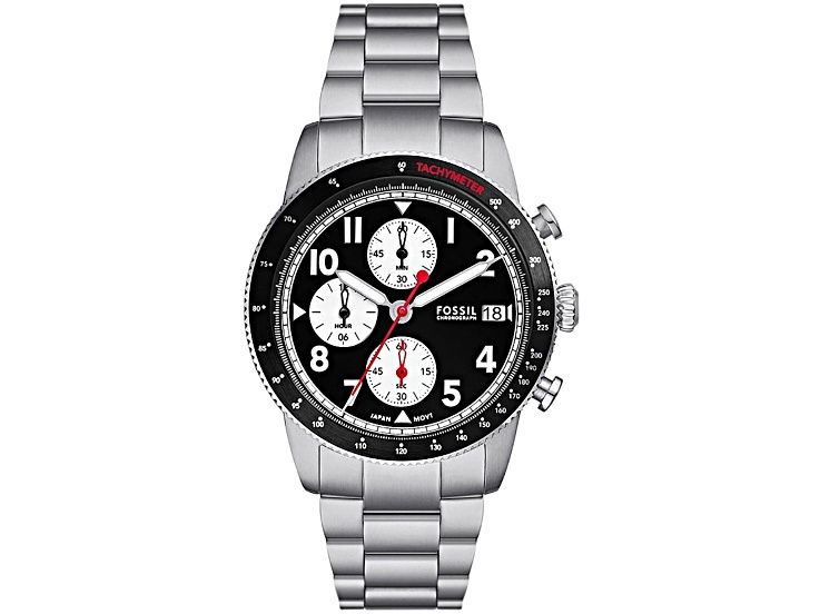 Fossil Sport Tourer 42mm Stainless Steel Bracelet Black Dial