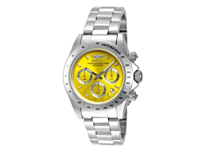 Invicta Men's Speedway 39.5mm Yellow Dial Stainless Steel Bracelet Quartz Watch