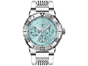 Invicta Aviator 38mm Light Blue Dial Silicone Stainless Steel Band Quartz Watch