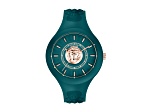 Fire Island Watch 39MM Teal Case Teal with Rose Details Enamel Dial Silicone Strap