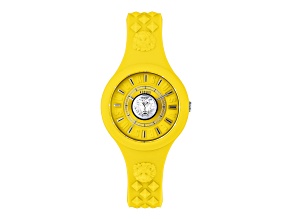 Fire Island Watch 39MM Yellow Case Yellow with Stainless Steel Details Dial Silicone Strap