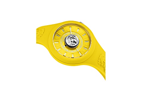 Fire Island Watch 39MM Yellow Case Yellow with Stainless Steel Details Dial Silicone Strap