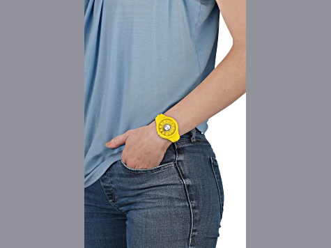 Fire Island Watch 39MM Yellow Case Yellow with Stainless Steel Details Dial Silicone Strap