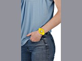 Fire Island Watch 39MM Yellow Case Yellow with Stainless Steel Details Dial Silicone Strap