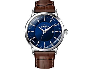Picture of Invicta Celestial 43mm Blue Dial Brown Leather Strap Quartz Watch