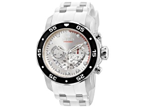 Invicta Pro Diver 48mm Silver Dial Silicone Stainless Steel Band Quartz Watch