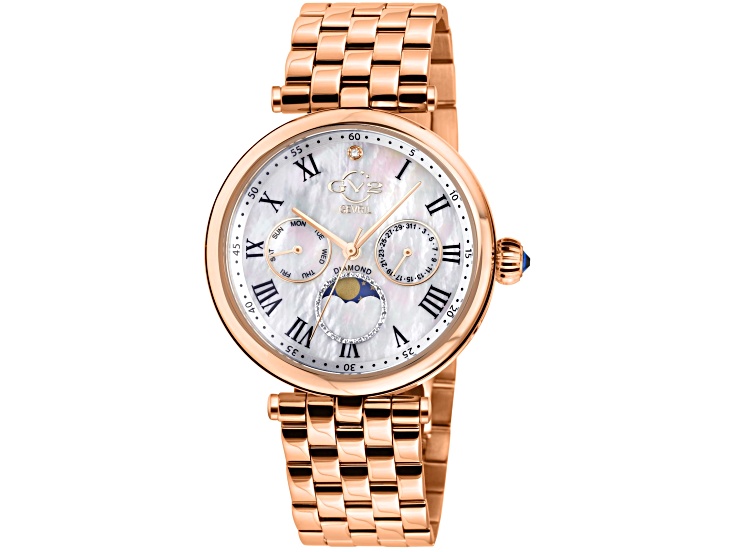GV2 Florence White Mother of Pearl Dial Rose Stainless Steel Bracelet Watch