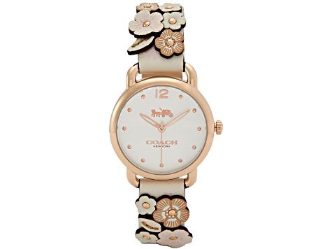 Coach Women's Park White Dial, Pink Leather Strap Watch