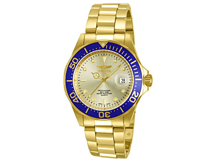 Invicta Men's Pro Diver 40mm Goldtone Dial Stainless Steel Bracelet Quartz Watch