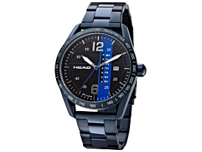 Head Men's Athens 44mm Quartz Black Dial Blue Stainless Steel Watch