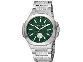 Roberto Cavalli Men's Classic Green Dial, Stainless Steel Bracelet Watch