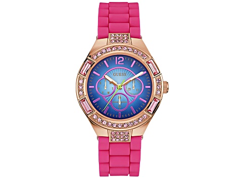 New GUESS Women\'s Quartz Watch with Silicone Strap, Pink Guess Women main image 4