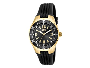 Invicta Angel 38mm Black Dial Black Silicone Band Quartz Watch