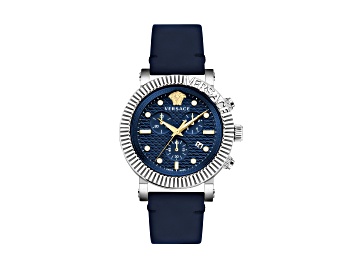 Picture of V-Chrono Classic Watch 45MM Stainless Steel Case Blue Guilloché Dial Calf Leather Strap