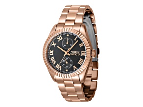 Invicta Specialty 36mm Black Dial Rose Stainless Steel Quartz Watch