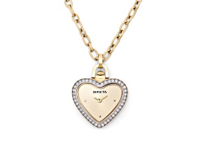 Invicta Mini Angel 27.5mm Gold tone Crystal Heart Pendant Necklace Watch