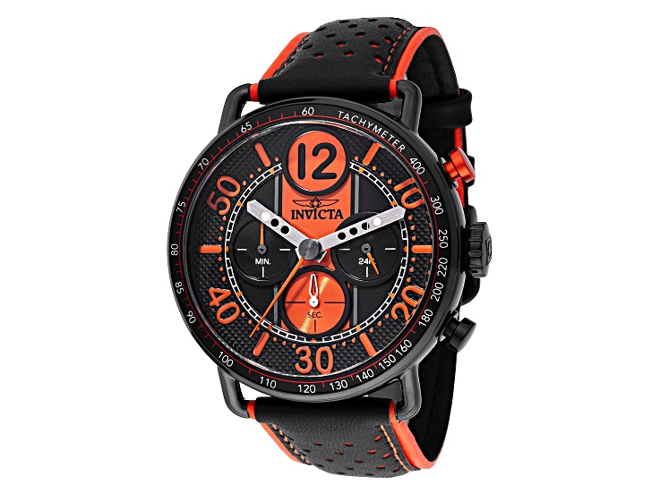 Invicta Invicta Racing 44mm Orange and Black Dial Leather Strap