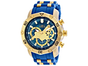 Invicta Pro Diver 50mm Blue Dial Silicone, Stainless Steel Band Quartz Watch