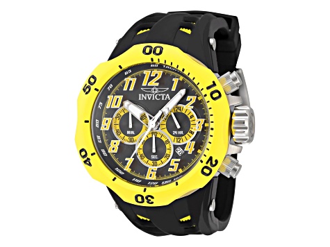 Invicta Venom 52.0mm Yellow, Black Dial Silicone Band Quartz Watch